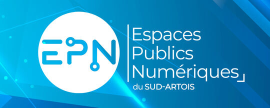 logo des espaces numériques avec fond bleu